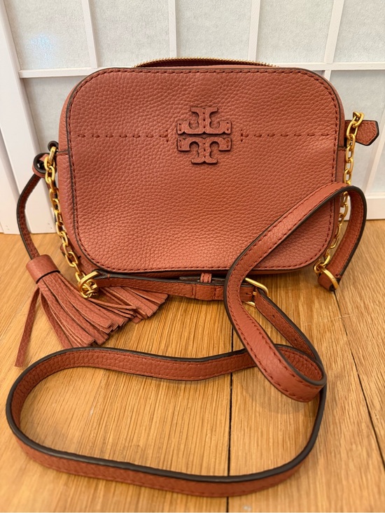 Tory Burch Handbags - Tory Burch Pebbled Leather Crossbody Camera Bag in Rust Brown